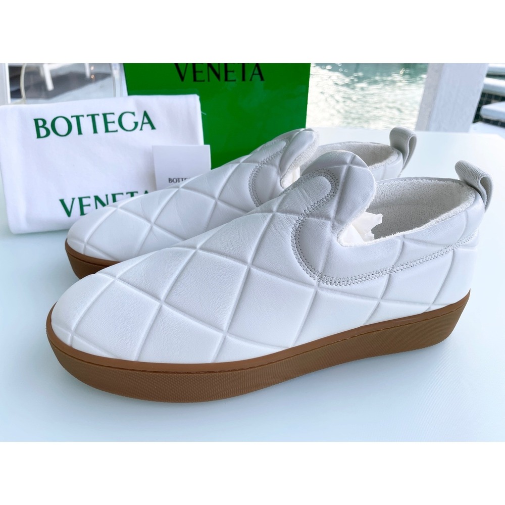 Bottega Veneta Mens 639736 Quilted Embossed White Lambskin Slipon Loafer shoe 43